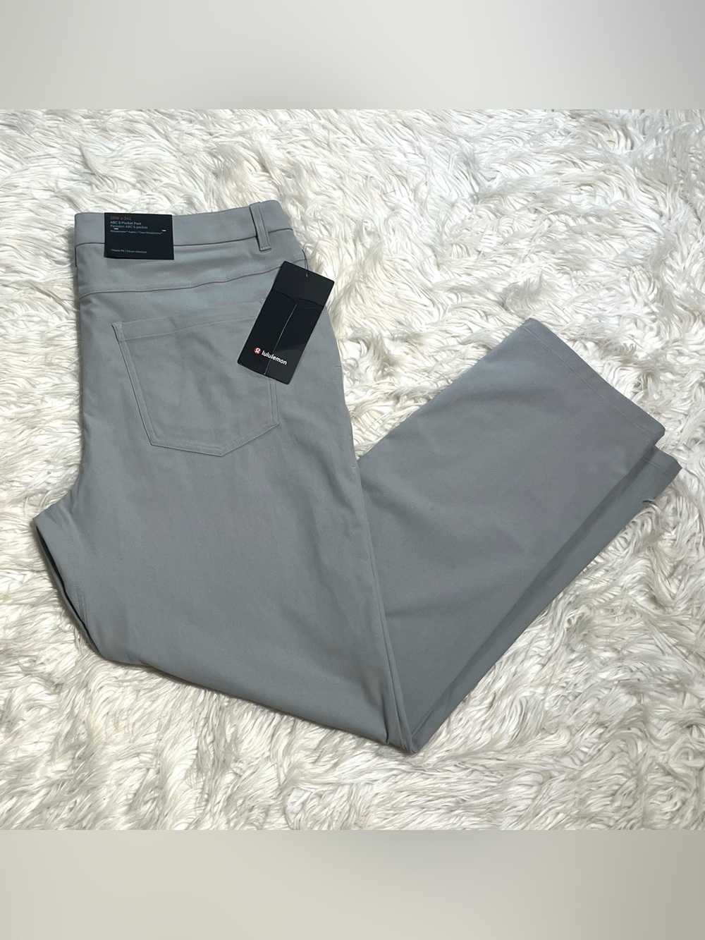 🔥NWT Men’s LULULEMON ABC Classic Fit 5 Pocket Warpstreme Pants 38" x 31" Silver